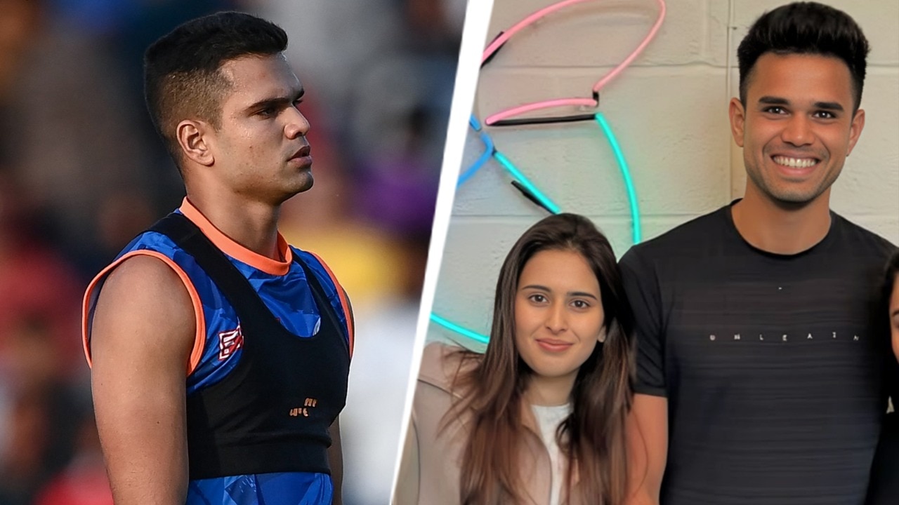 Arjun Tendulkar with Saanya Chandok (AFP/India Today Photos)  Arjun Tendulkar engagement: Cricketer with Saanya Chandok