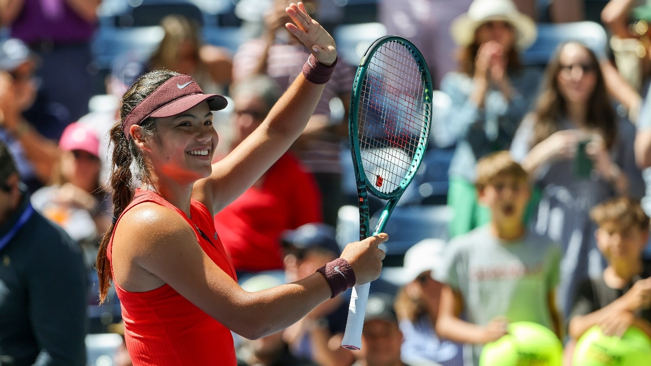 Emma Raducanu secured a dominant win in the second round of the US Open 2025, women's singles competition. (Image: AP) Emma Raducanu